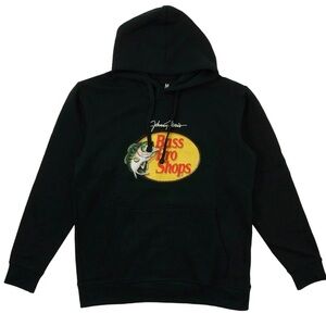 Bass Pro Shops Black Hoodie with Yellow Logo MENS SZ L/G